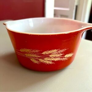 Vintage Pyrex Dark Orange Medium Bowl Autumn Wheat